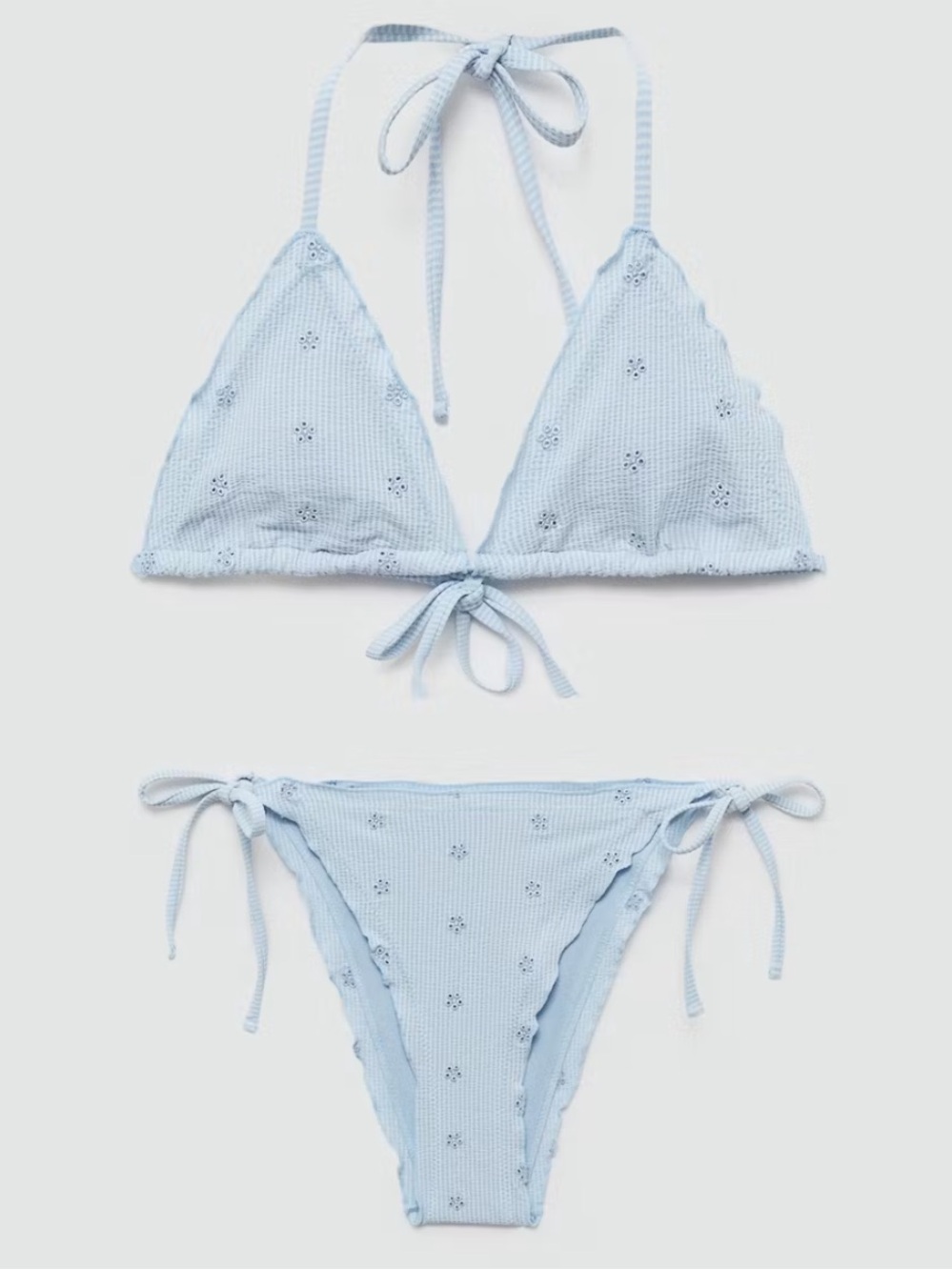 MANGO Blue Flower-Embroidered Bikini